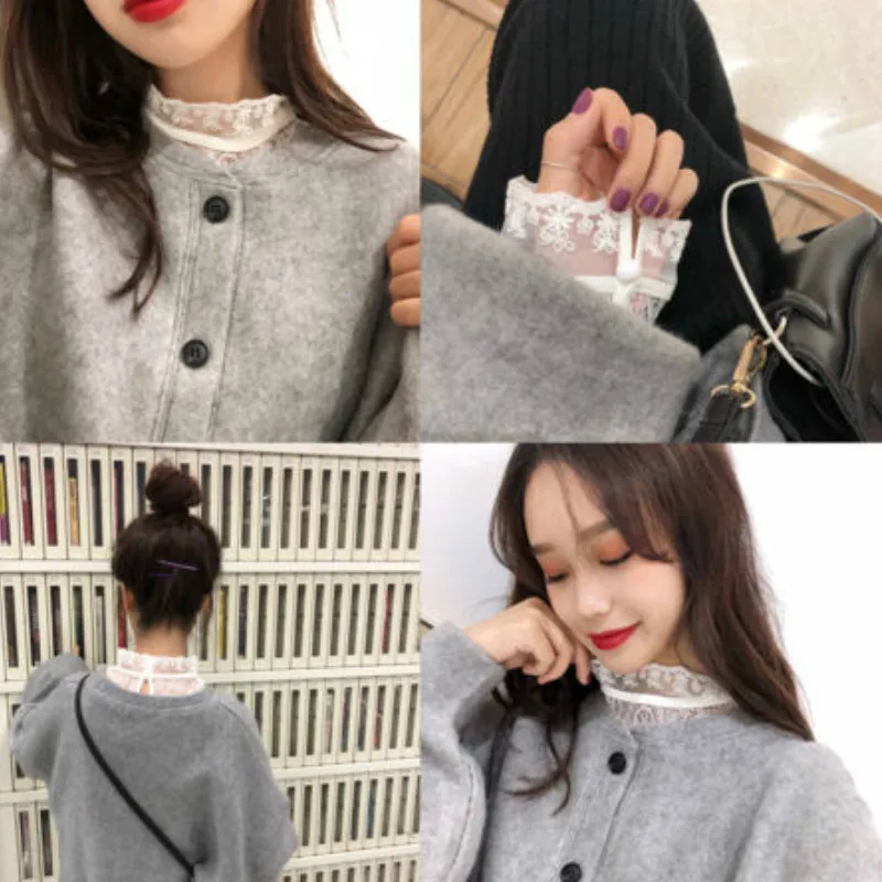 

Hoodies Women Lantern Sleeve Single Breasted O-neck Loose Outwear Sweatshirts Simple Casual Girls Students Korean Style Female