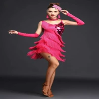 new arrival fashion sexy women dance clothing solid color dance wear sleeveless tassel sequins design dress pink dance dress