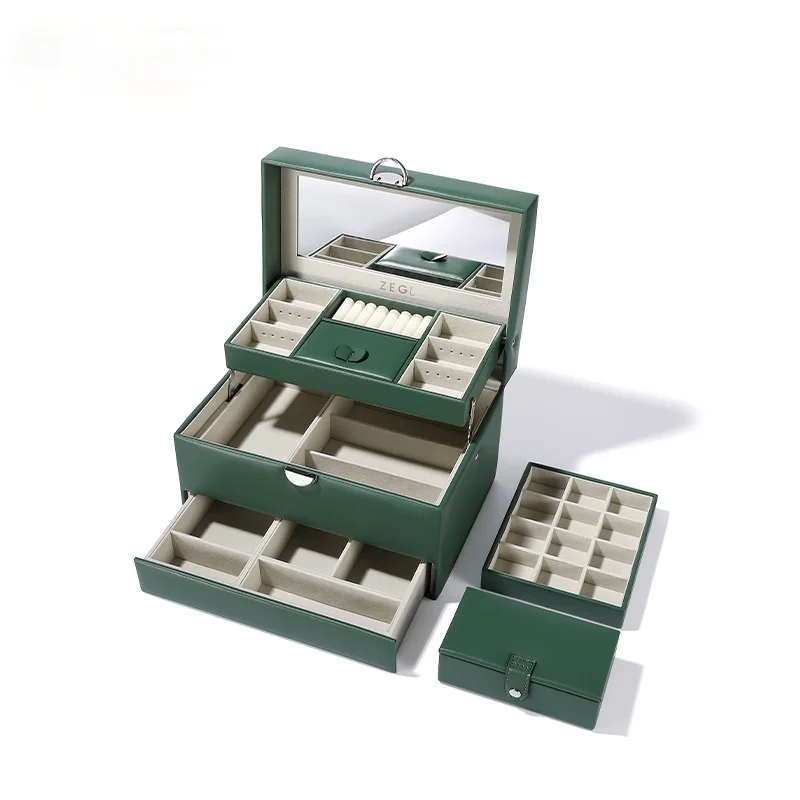 

zq Three-Layer Multi-Function Jewelry Box Large Capacity Jewelry Box Necklace Earrings Hand Jewelry Storage Box