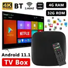 ТВ-Приставка Smart TV Box, обновленная ТВ-приставка DDR3 + EMMC, Android 11, Amlogic 2,4G, Wi-Fi, 4K, H.265, 4 Гб ОЗУ, 32 ГБ, медиаплеер, очень быстрая телеприставка