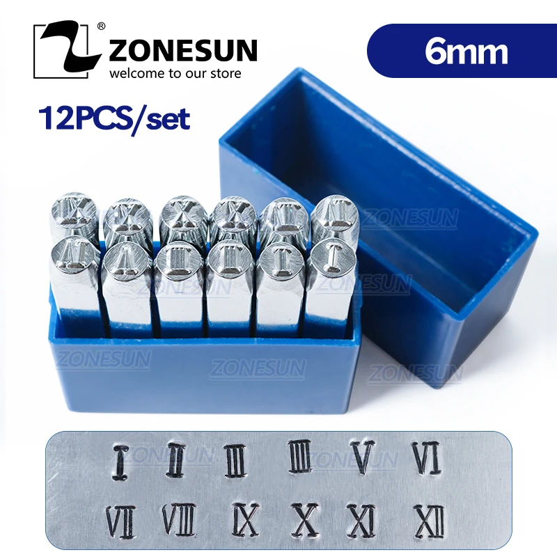 

ZONESUN 12 шт. 6 мм римские цифры дизайн стальные штампы буквы DIY браслет ювелирные изделия символы сталь инструменты для тиснения