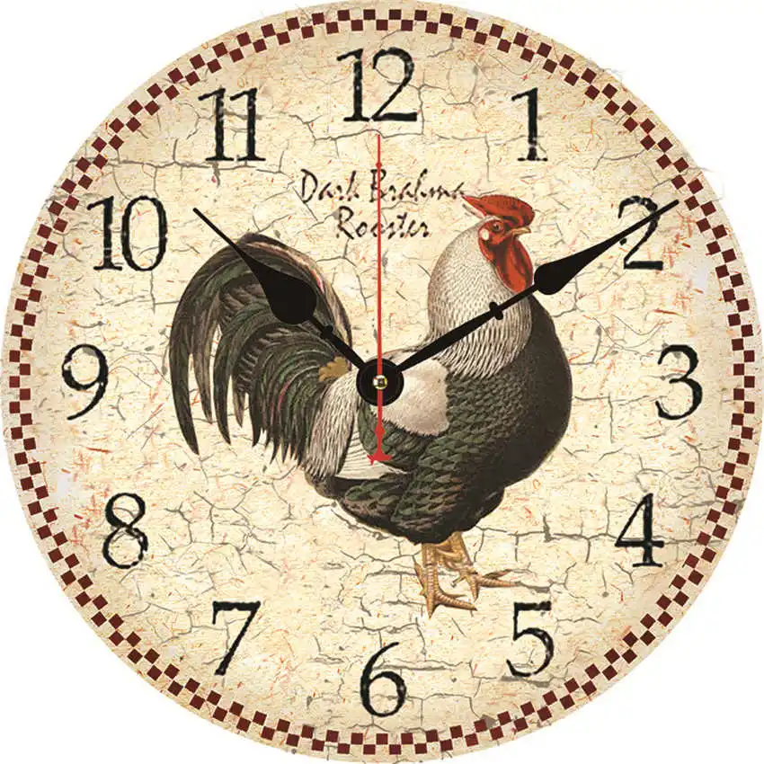 Chicken Clock D Винтажные настенные часы, кухонные часы, круглые подвесные римские цифры, настенные часы, практичное украшение для гостиной - Цвет: Chicken Clock D