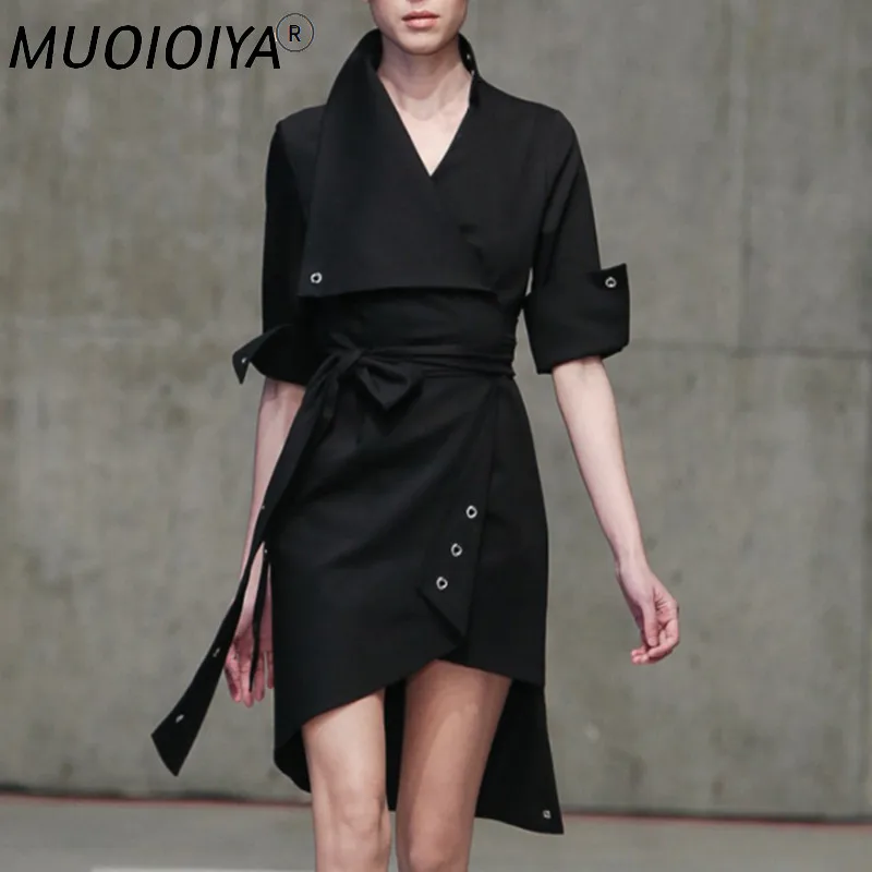 

New Long Blazer Dress Black Fashion Runway Designer High Quality Slim Office Lady Work Wear High Quality Suit Jacket With Belt
