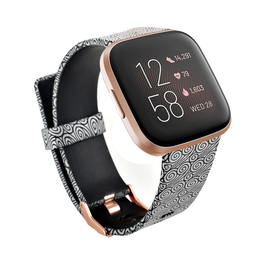 Новый мягкий ремешок для часов с цветочным принтом Fitbit Versa 2/Versa Lite/Versa Браслет Fit bit