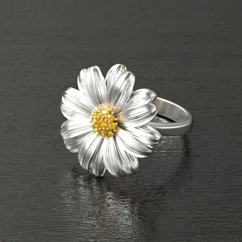 

Simple Silver Color Daisy Flower Rings for Women Elegant Engagement Ring for Girls Gift Fashion Jewelry Anillos Mujer D5M631