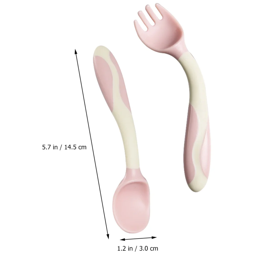 

2 Sets Baby Training Spoons Forks Baby Tableware Practical Baby Feeding Utensil