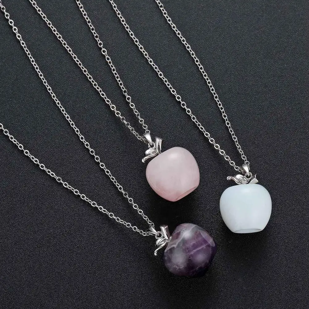 ASHMITA натуральный камень резной кулон из яблока Статуэтка с легированным листком