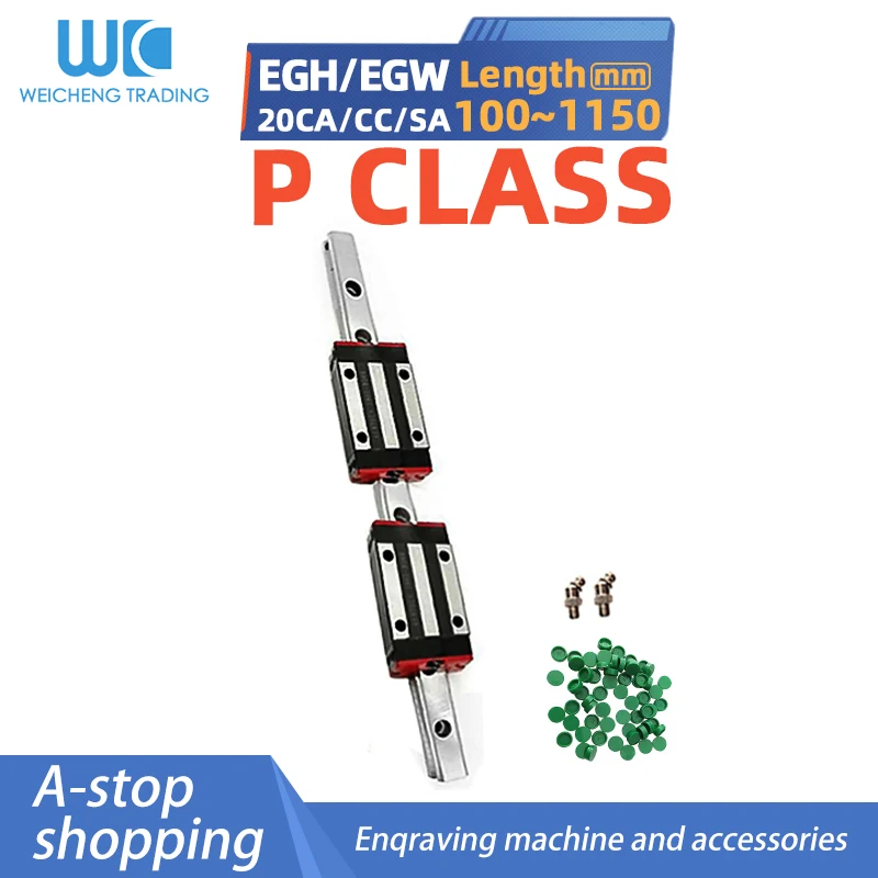 

1pc 100-1150mm P class EGR20 Square Linear Guide Rail Slide Block Carriages 2pcs EGH20CA/EGW20CC/EGH20SA CNC Router Engraving