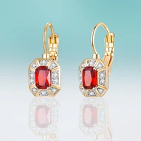 gold vintage small gold color plated earrings micro inlay colorful cubic zirconia stud earring for women jewelry cute gift