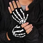 Теплые вязаные перчатки с рисунком скелета человека для взрослых, однотонные акриловые перчатки с полупальцами, нескользящие перчатки для езды на велосипеде