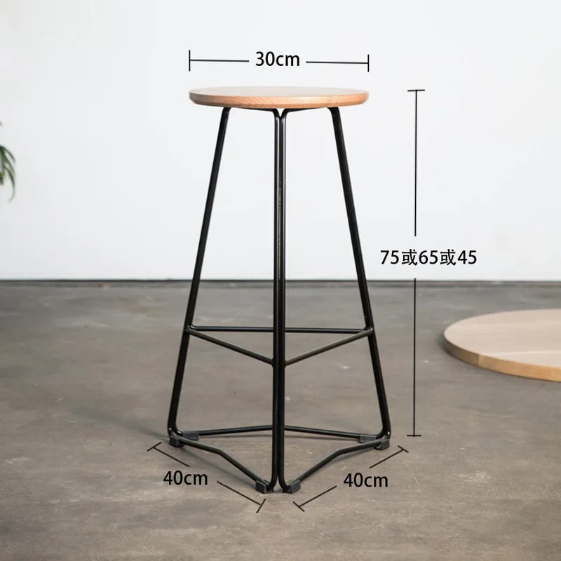 Скандинавский Ресторан Бар железный деревянный барный стул минималистичное