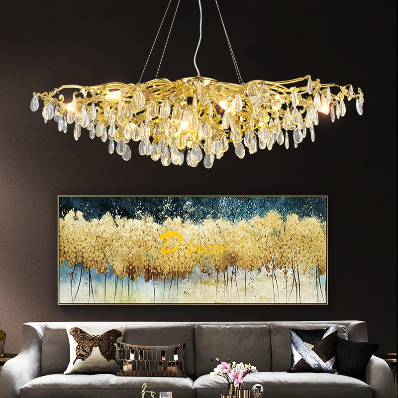 

Modern Light Luxury Chandelier Lighting LED Crystal Chandeliers Home Living Room Decorative Light Lobby Dining Room Hang Lamp
