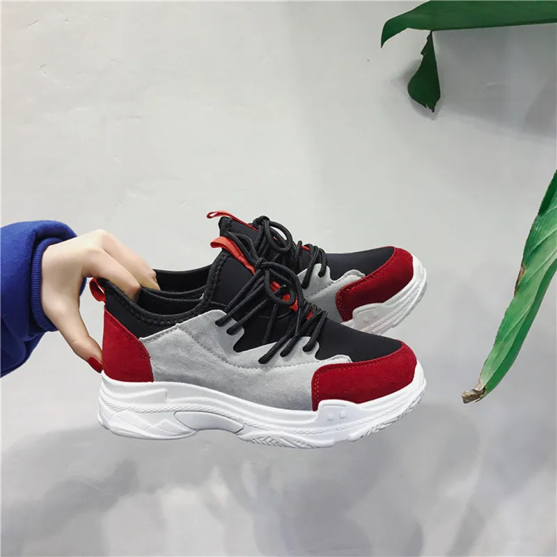 Sports shoes female spring new Korean version of Harajuku ulzzang wild thick-soled tie casual old women's | Обувь