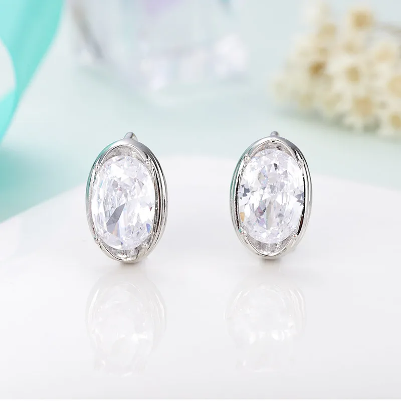 4-silver Женские простые круглые серьги-гвоздики MAIKALE, серьги с цветным фианитом, модные ювелирные изделия с драгоценными камнями для подарка - Окраска металла: 4-silver