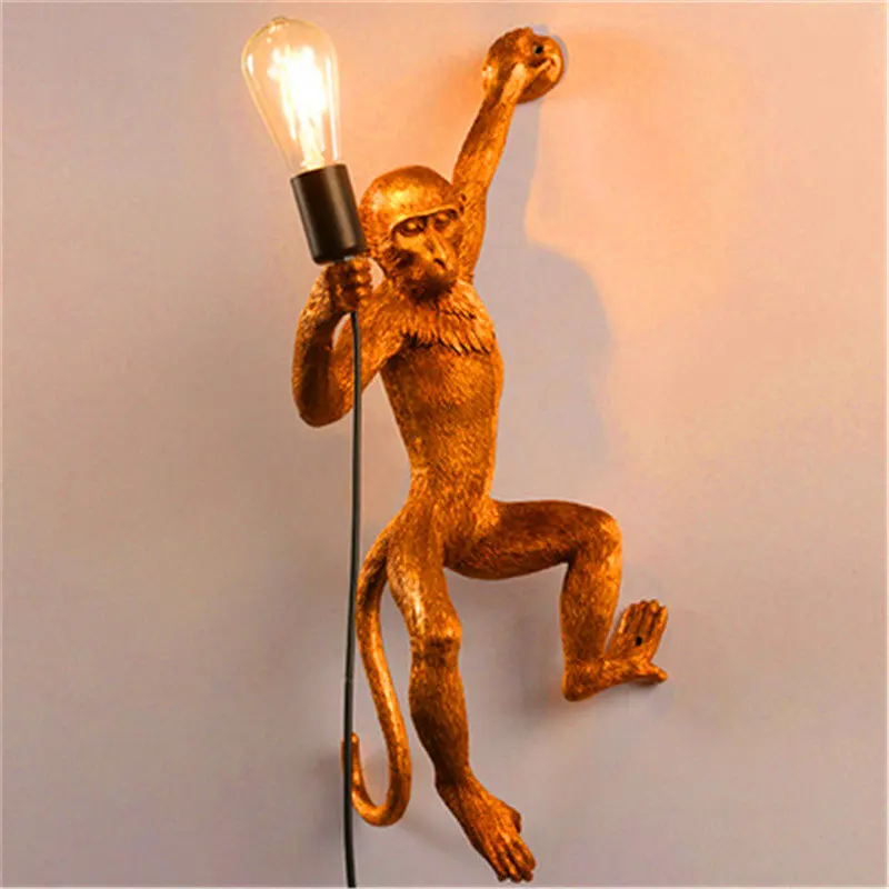 Gold Wall lamp Современные Полимерные светодиодные подвесные лампы, скандинавские лампы с обезьяной, подвесные светильники для гостиной, спальни, ресторана, бара, Кухонные светильники, светильник - Цвет корпуса: Gold Wall lamp