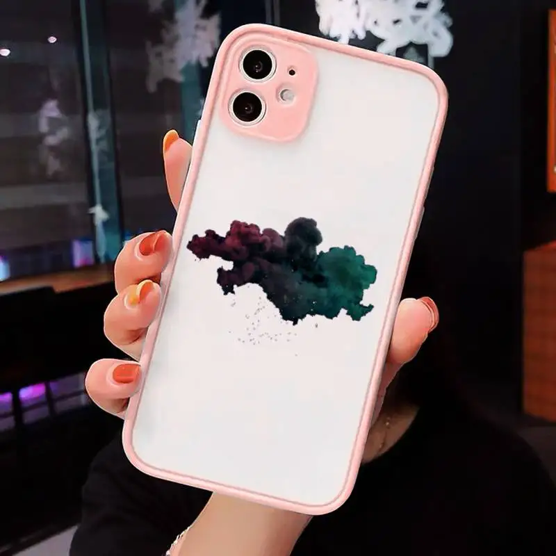 

Phone Case For iPhone 12 11 Mini Pro XR XS Max 7 8 Plus X Beautiful stars moon clouds simple art Matte transparent Pink Cover