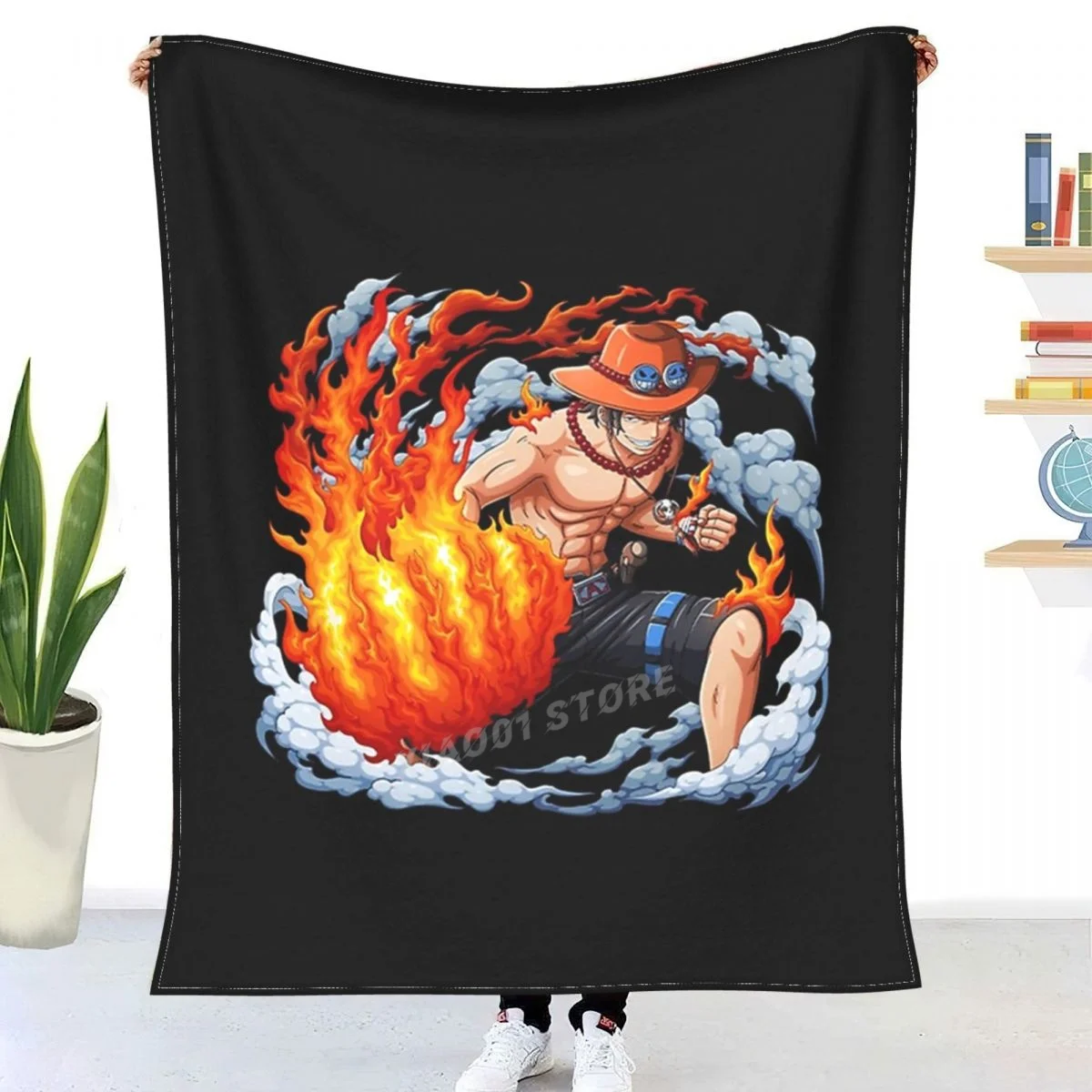 

One Peice -D.Ace - Manga Design Throw Blanket Sherpa Blanket Bedding soft Blankets