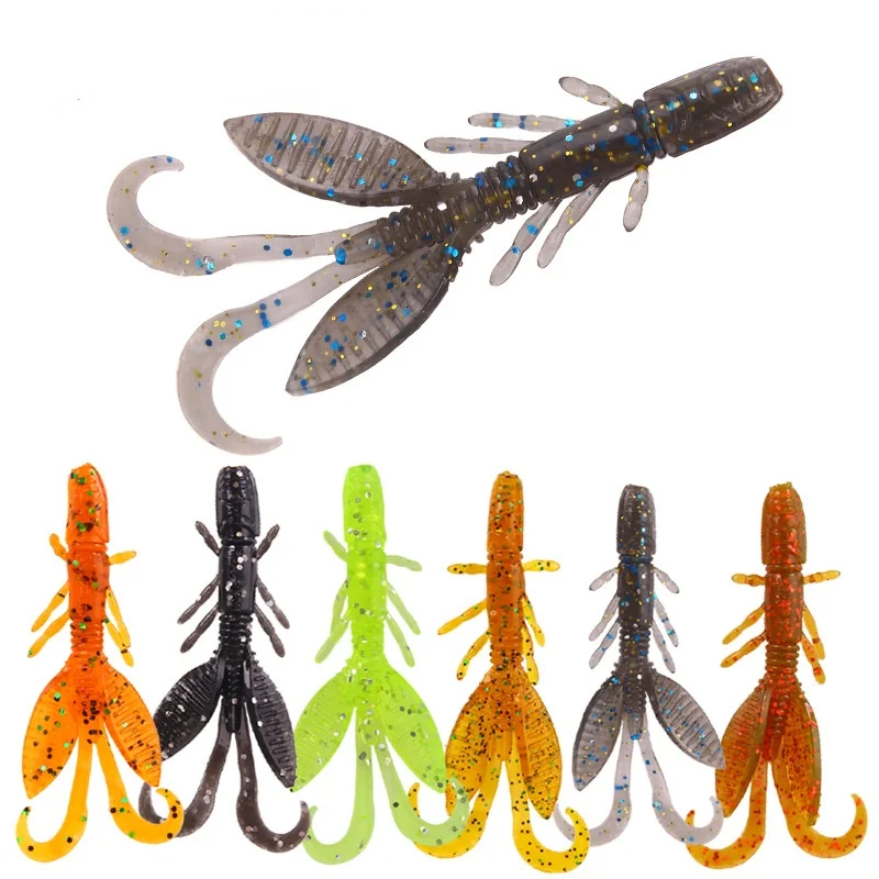 

12pcs Crystal Simulation Shrimp Lure 5.5cm/1.4g Butterfly Tail Silicone Bait Artificial Wobbler Spoon Soft Insect Bait