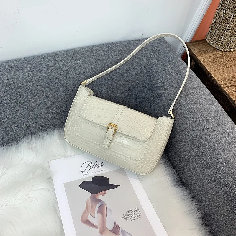 Classic fashion ladies handbag casual women Baguette bag brand style shoulder bags ALLIGATOR cowhide split leather