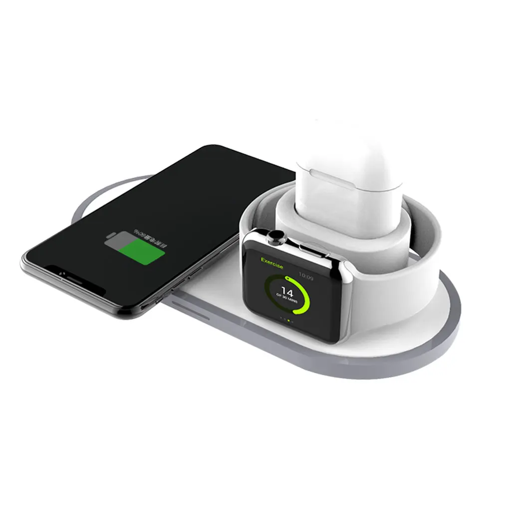 

Replacement For iPhone Watch Airpod Wireless Charger Pad 3-in-1 Automatically Power Off Fast Charger Fast Charge Watch Earphone
