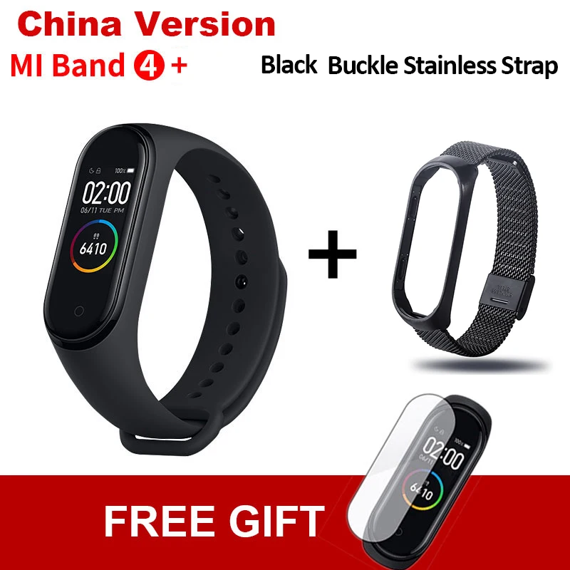 CN Add Black Buckle Xiaomi mi Band 4 новейший mi band 4 Mp3 музыкальный цветной экран фитнес частота сердечных сокращений Bluetooth 5,0 умные часы - Цвет: CN Add Black Buckle