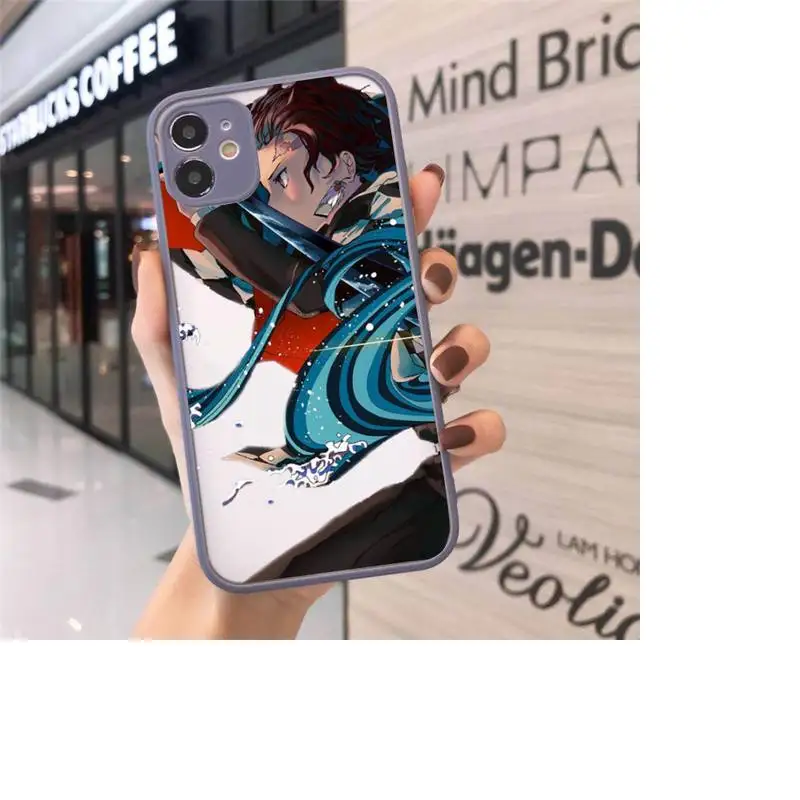 

Demon Slayer Phone Case Matte transparent For Gray iPhone 12 Mini 11 Pro XR XS Max 7 8 Plus X Back Cover
