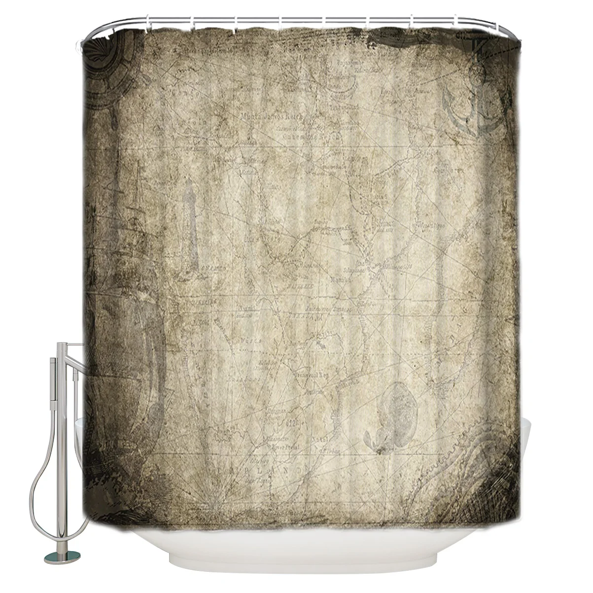 Водонепроницаемый полиэстер ткань занавески для душа карта древних способов