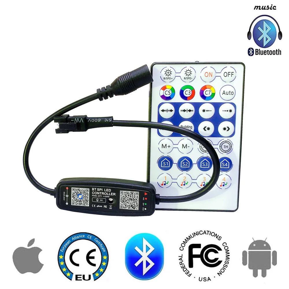 WS2812B LED Pixels Controller APP Bluetooth Music With Mic 28Keys Remote For WS2812 SK6812 WS2811 Addressable Strip Light USB DC | Освещение
