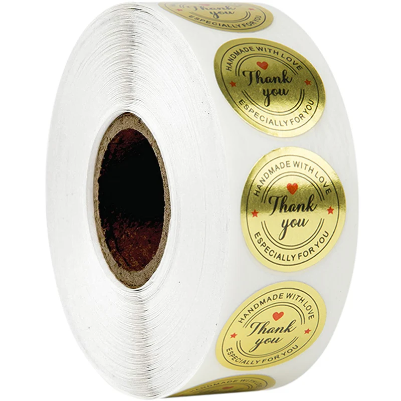 

500 шт Круглые крафт-бумага Золотой Спасибо наклейки печать этикеток милые наклейки Скрапбукинг упаковка стикер для канцелярских товаров в ...