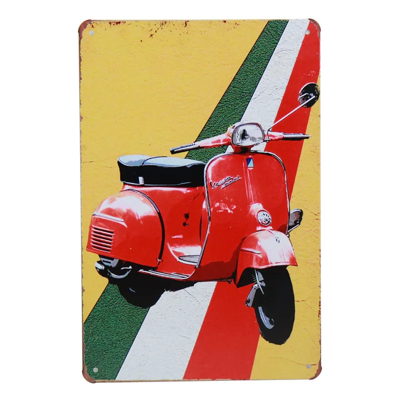 J 30X20 см винтажная Ретро металлическая жестяная вывеска Vespa мотор жестяная автобусная табличка для бара украшение для бара домашний декор для гаража H31 - Цвет: J