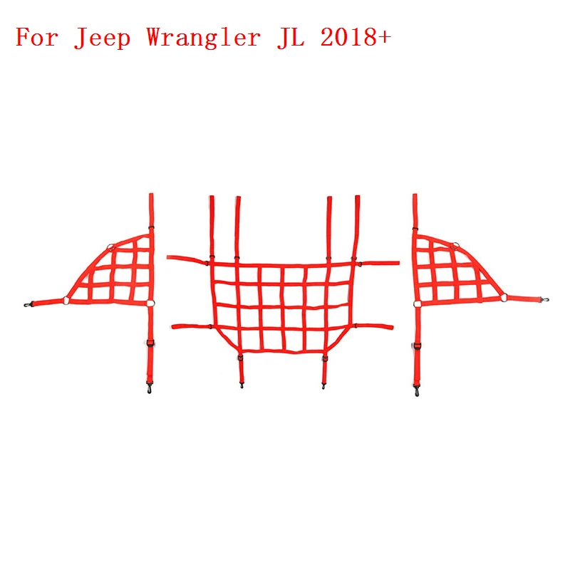 SHINEKA для Jeep Wrangler JK JL 2007- Автомобильный багажник Багажник на крыше грузовая корзина Trail Net для Wrangler JK JL аксессуары - Цвет: red 3 pcs JL