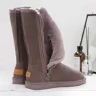 Замшевые Кожаные женские ботинки, теплые, зимние, плюшевые, с защитой от сапоги на холодную погоду толстой подошвой, на молнии, повседневные женские ботинки