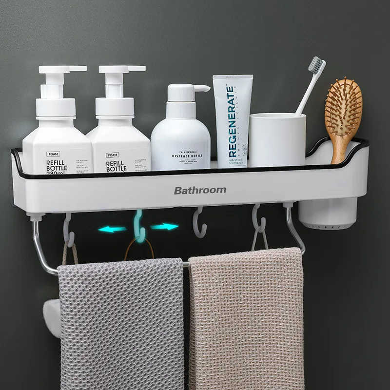 

Bathroom Shelf WC Shampoo Holder Shower Shelves Wall Mount Kitchen Storage Basket Cosmetic Rack Home Organizer Bath Accessories