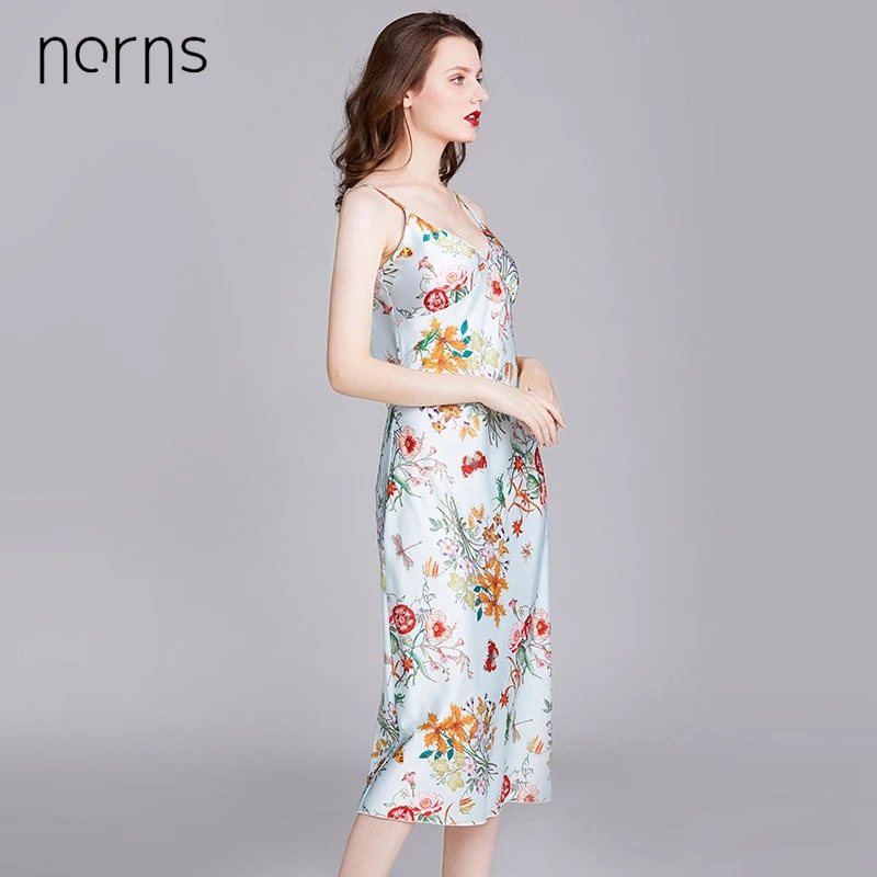 Женская шелковая пижама Norns тонкая сексуальная ночная рубашка на бретельках