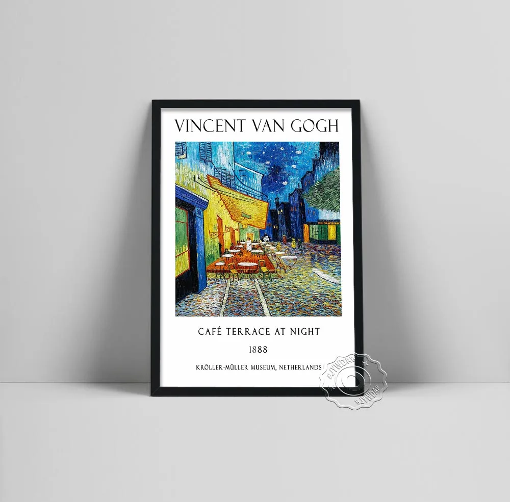 

Famous Van Gogh Cafe Terrace At Night Oil Painting Reproductions on Canvas Posters and Prints Wall Art Picture for Living Room