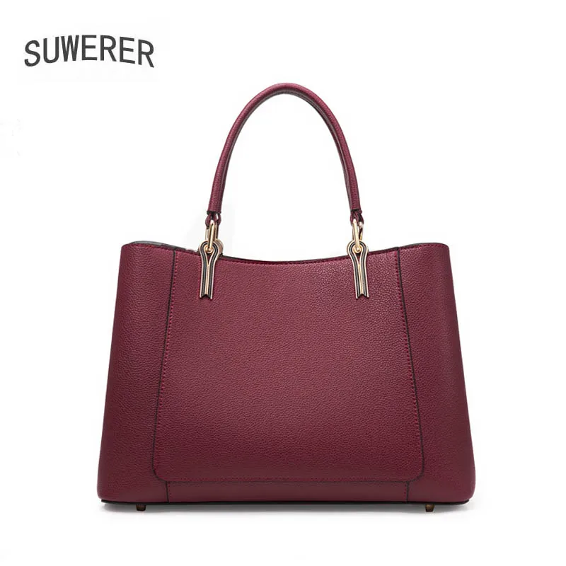 

SUWERER New Women Leather Bag quality cowhide leather shoulder bag women luxury handbags women bags designer Female bag