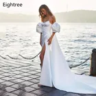 Женское свадебное платье, длинное платье с отстегивающимися рукавами, с разрезом по бокам, лето 2021