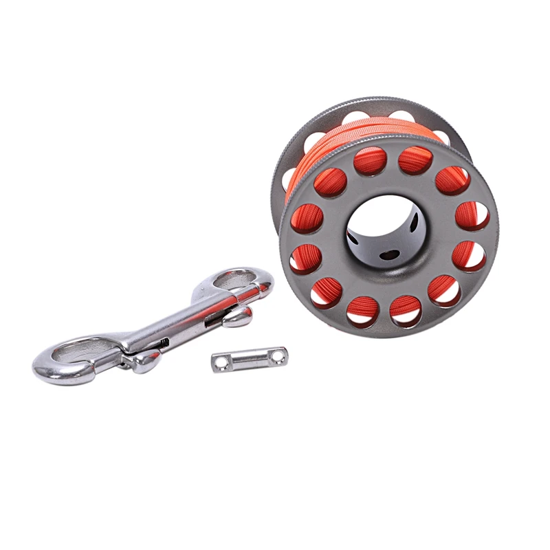 Алюминиевая катушка для пальцев 30 м поводок дайвинга с защелкой карабин