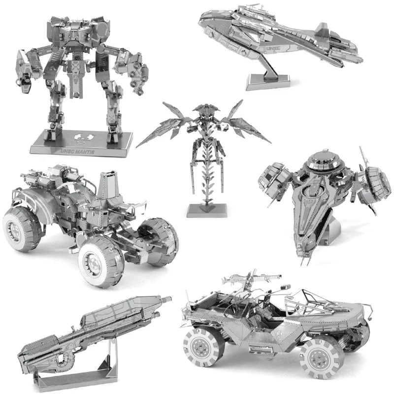 

3D Metal Puzzle HALO Assault Rifle UNSC Gungoose warthog Pelican model KITS Assemble Jigsaw Puzzle Gift Toys For Children