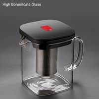 clear glass teapot teacup set heat resistant square glass teapot with tea infuser puer oolong tea kettle office tea cup