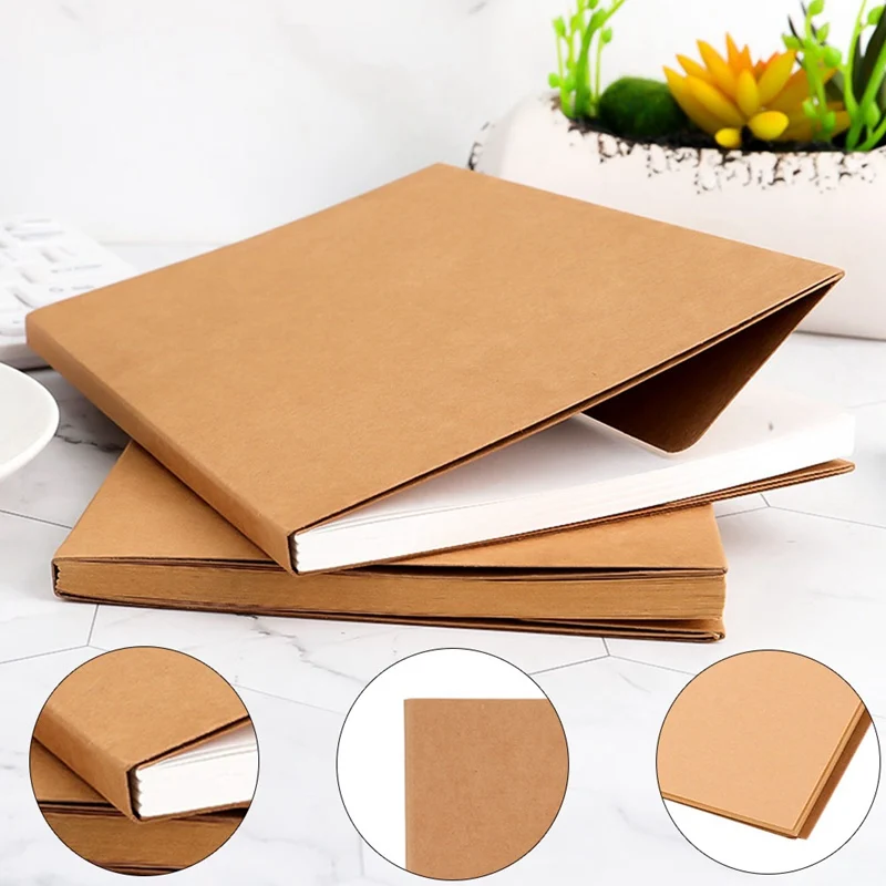 

1Pcs Paper Notebook 66 Sheets Blank Notepad Book Soft Copybook Daily Memos Kraft Cover Journal Notebooks