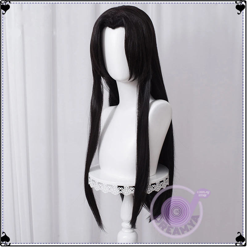 Парик для косплея Kochou Kanae из аниме Demon Slayer Kimetsu No Yaiba, черный, длинный, прямой, синтетический, для Хэллоуина и в комплекте бесплатная шапочка.