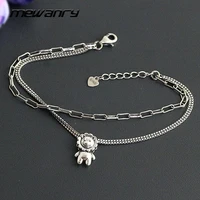 mewanry 925 steamp bracelet new trend vintage creative double layer chain cute little lion party jewelry birthday gifts