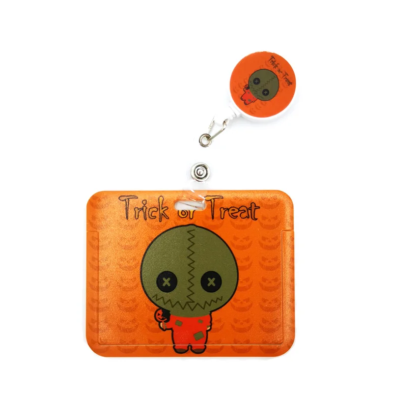 

Halloween Trick R Treat Card Holder Women Men Business Lanyard Badge Card Cover Student Lanyard ID Name Card Holder Bags
