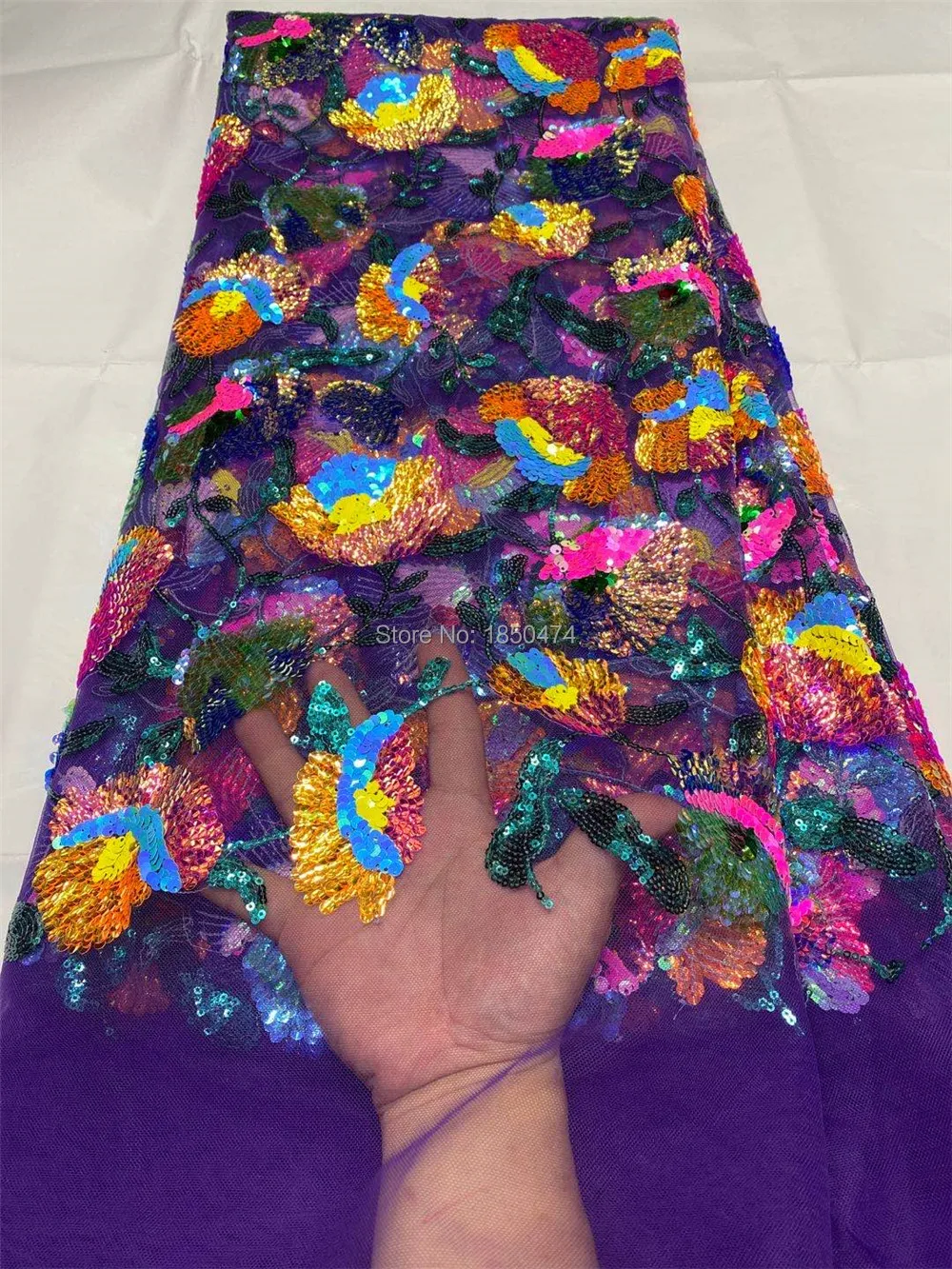 Многоцветная блестящая кружевная ткань с блестками для женского свадебного