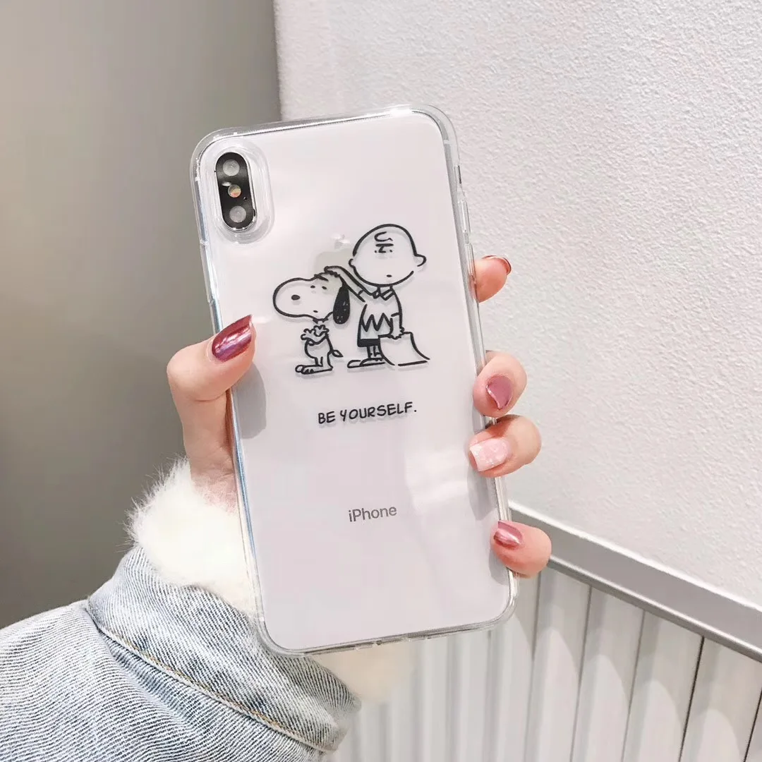 Japan cute cartoon boy Charlie Brown puppy phone case For iphone Xs MAX XR X 6 6s 7 8 plus Couple clear soft TPU back cover Capa |