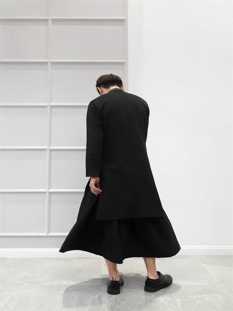 Men's Long-Sleeve Shirt Spring And Autumn New Standing Collar Slender Long Korean Fashion Casual Large Size Shirt