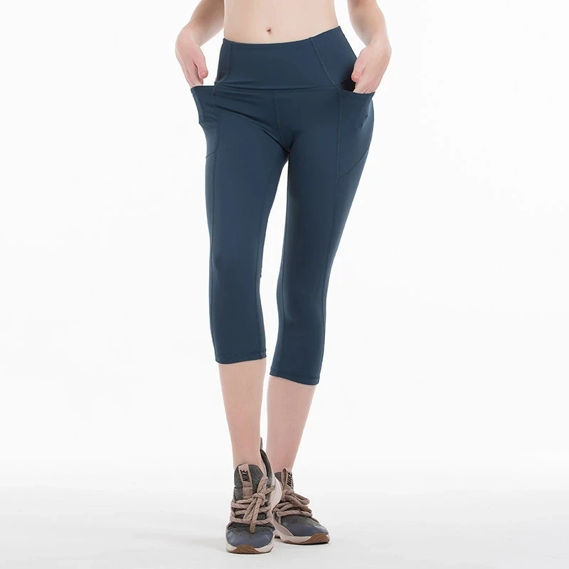LULU стильные штаны для йоги с высокой талией фитнеса укороченные карманом на