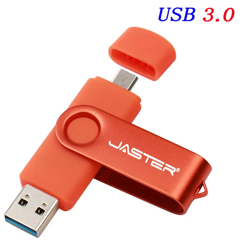 orange JASTER USB 3,0 OTG металлический usb флеш-накопитель Флешка 16 ГБ 32 ГБ 64 ГБ 128 ГБ ключ usb флешка флеш-накопитель usb3.0 - Цвет: orange