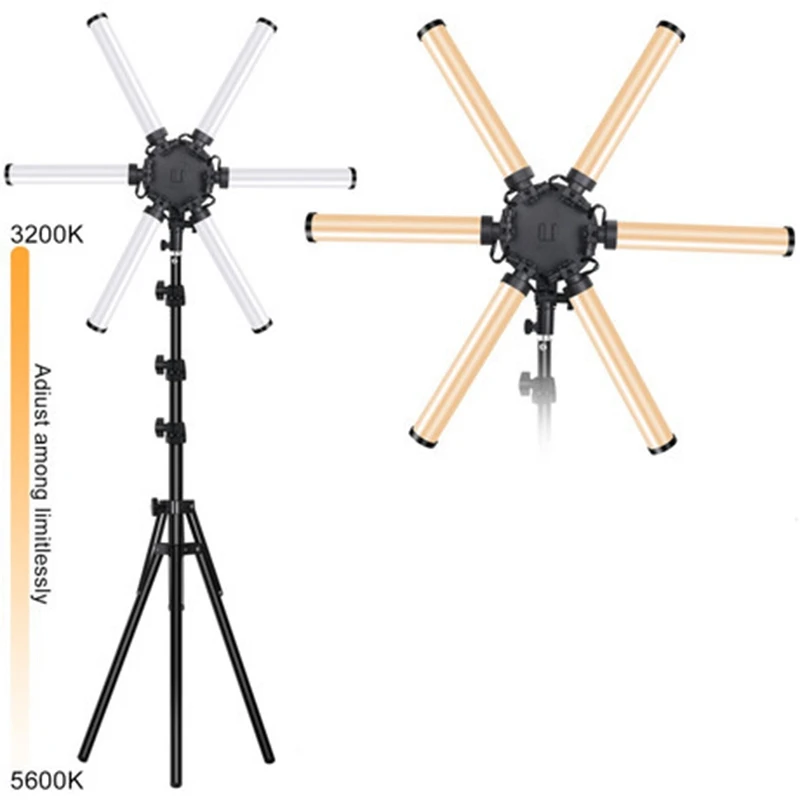 

MOOL 26 Inches Photographic Lighting 6 Tubes 3200-5600K Multimedia Extreme Star Light Camera Photography Led Lamp-Eu Plug